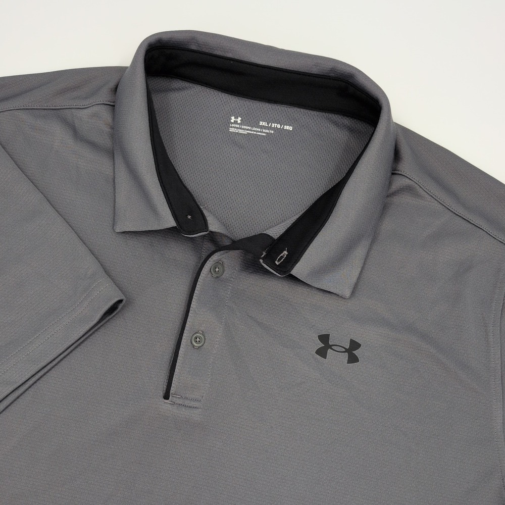 Under Armour Tech Polo Shirt Mens 3XL Graphite Gray Loose Fit Golf Gym Athletic